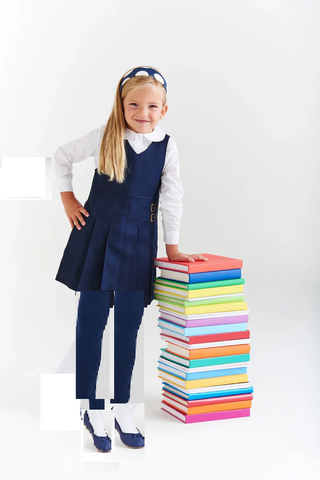 Robe tunique d'uniforme scolaire à double boucle pour filles du MATERNELLE  - Bleu marine