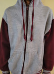 A.HOODIE SANS FERMETURE COULEUR    GRIS/ BOURGOGNE        AVEC LOGO