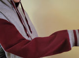 A.HOODIE SANS FERMETURE COULEUR    GRIS/ BOURGOGNE        AVEC LOGO