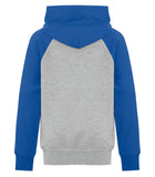 C. HOODIE À CAPUCHEHOODIE À CAPUCHON GRIS ET BLEU EN MOLLETON AVEC LOGO